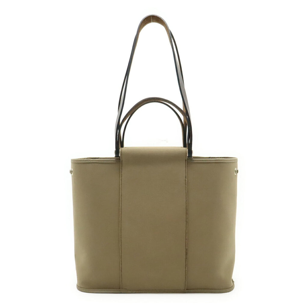 Hermes Cabag Grayish Toile Officier Leather Handbag Shoulder Bag Tote Bag (Pre-Owned)