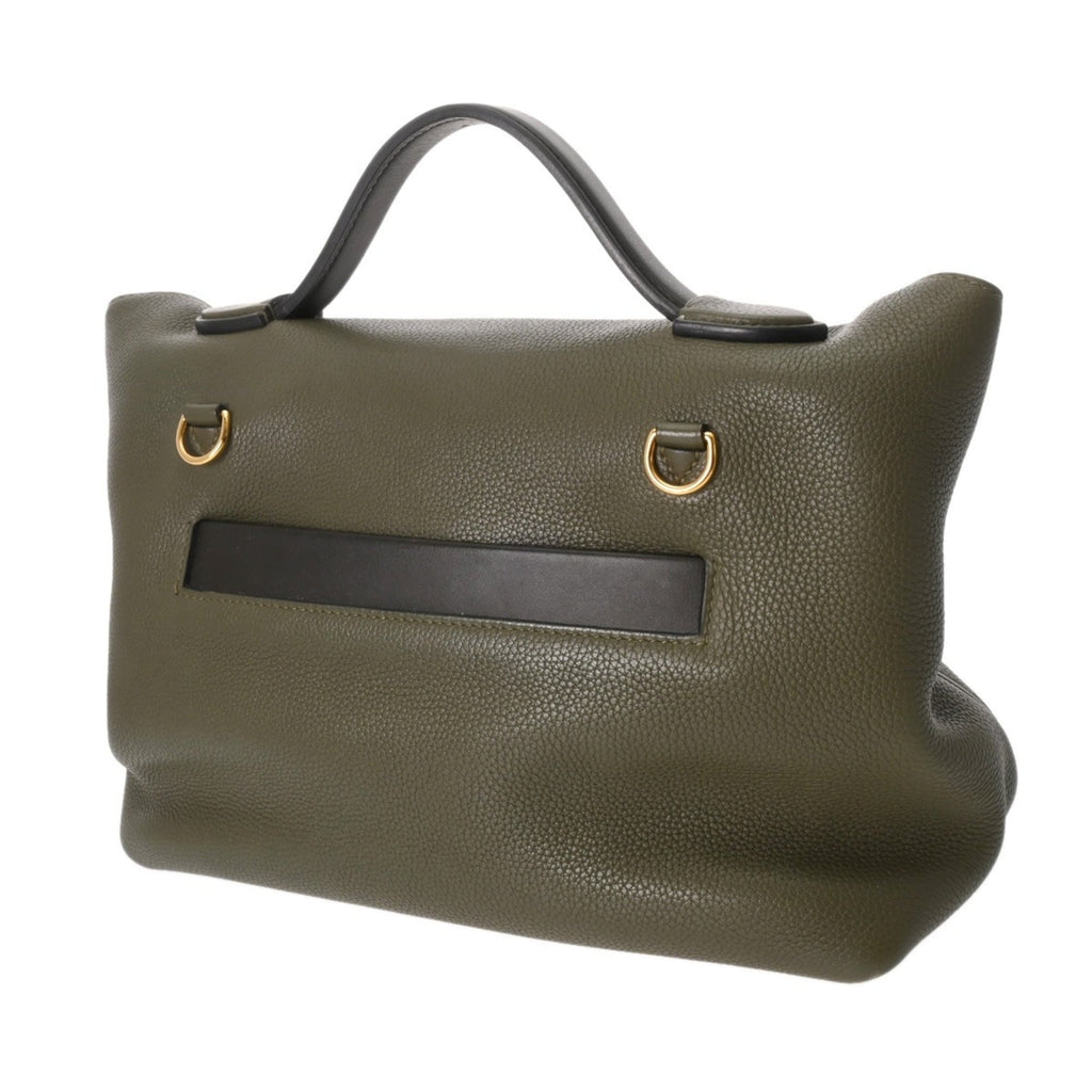 Hermes Black Green Taurillon Clemence Leather Handbag (Pre-Owned)