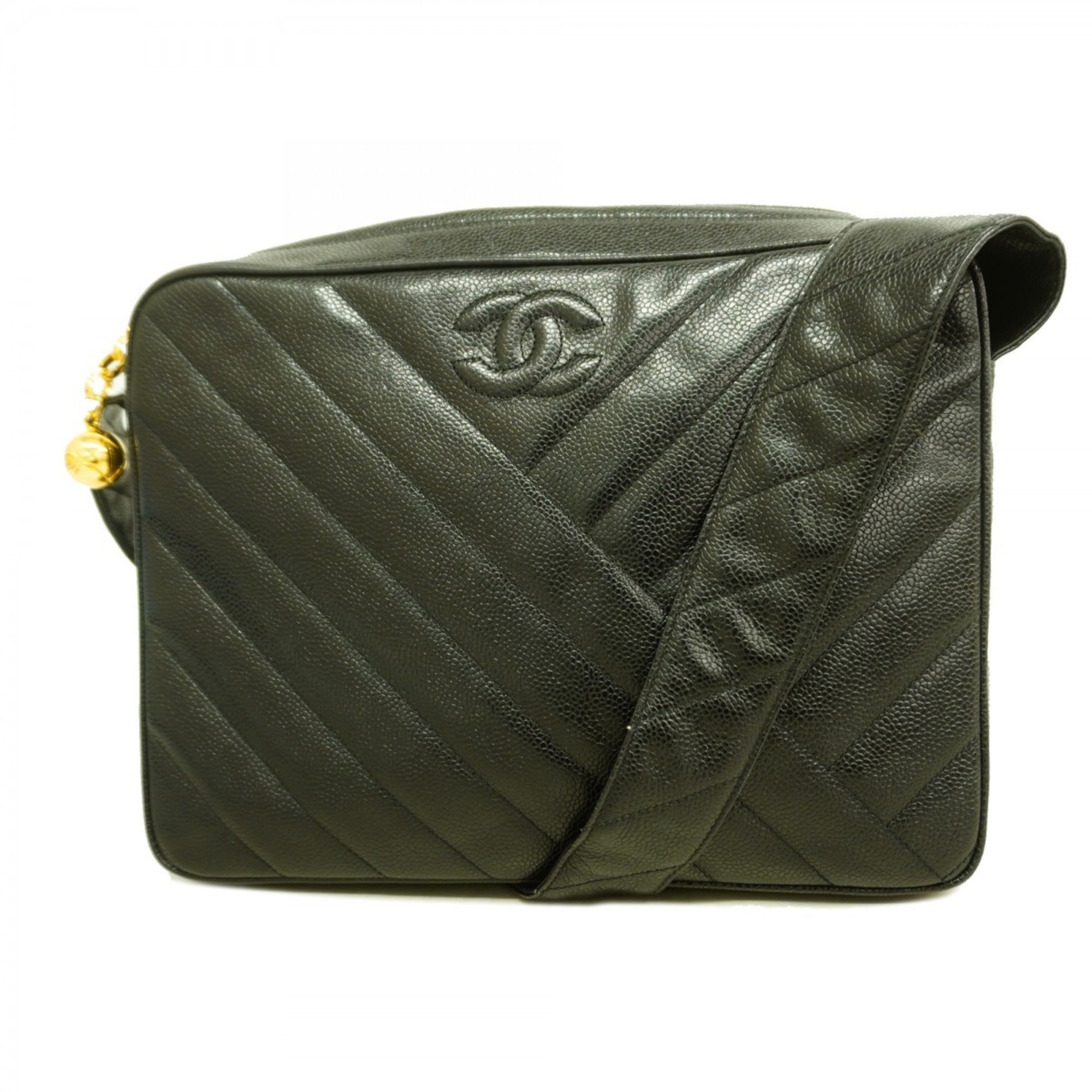 Chanel Black Grained Calfskin Shoulder Bag (Pre-Owned)