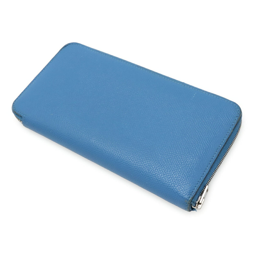Hermes Silk'in Blue Epsom Leather Silk Long Wallet (Bi-Fold) (Pre-Owned)
