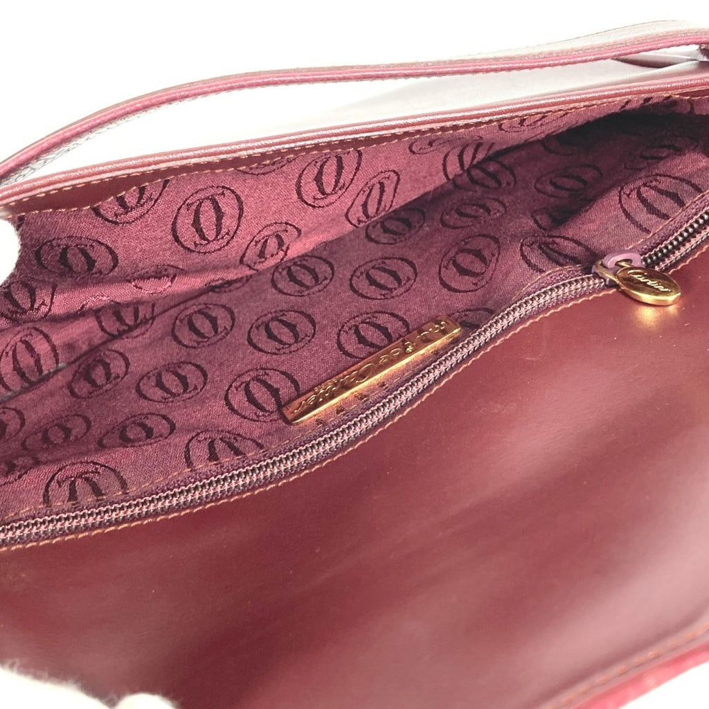 Cartier Must Wine Red Leather Clutch Bag Pouch (Pre-Owned)