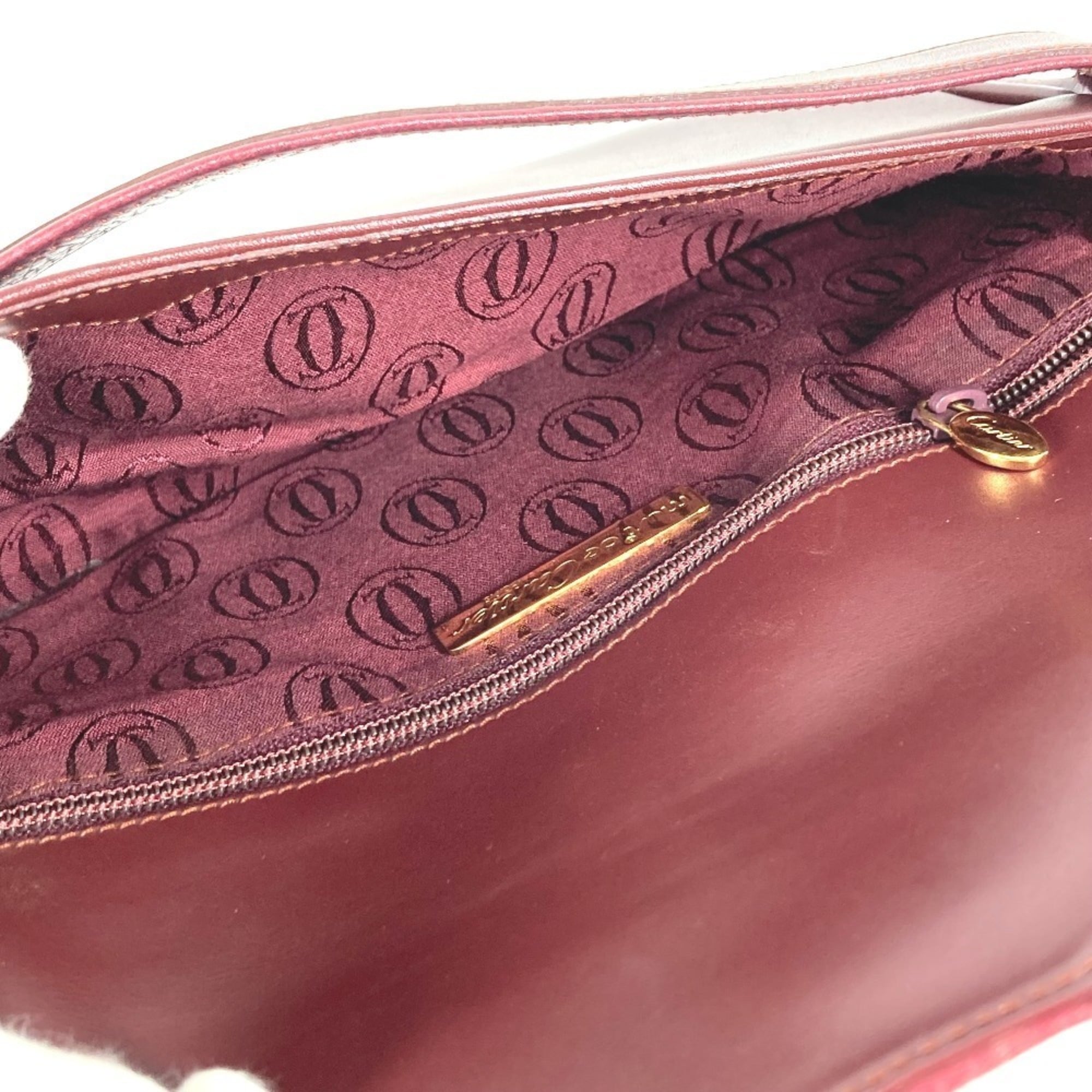 Cartier Must Wine Red Leather Clutch Bag Pouch (Pre-Owned)