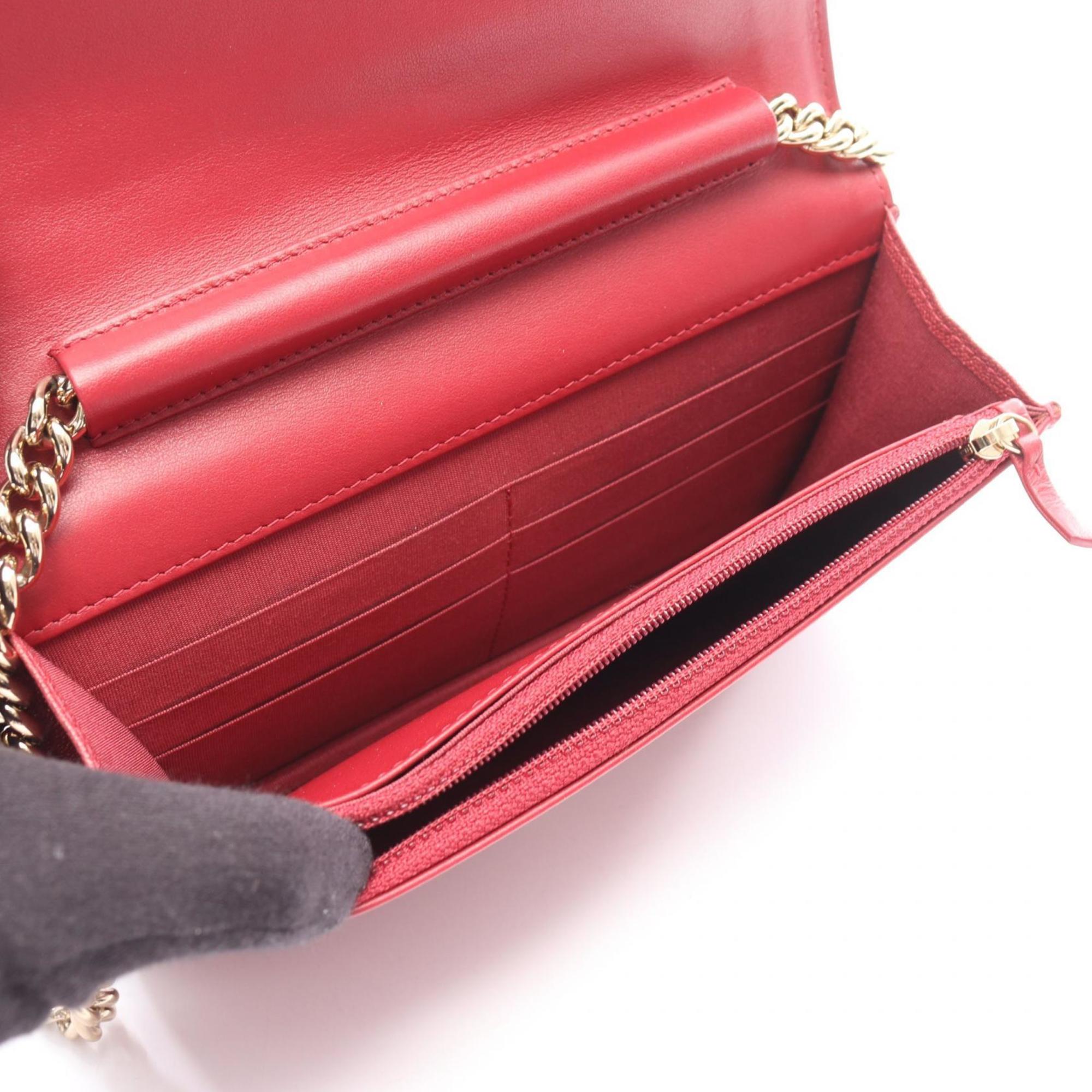 Chanel Red Color Grained Calfskin Shoulder Bag (Pre-Owned)