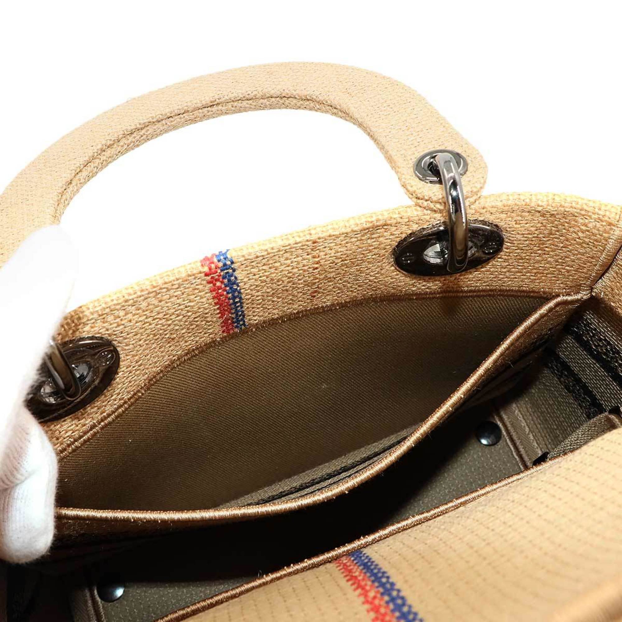 Christian Dior Beige Canvas Handbag Shoulder Bag (Pre-Owned)