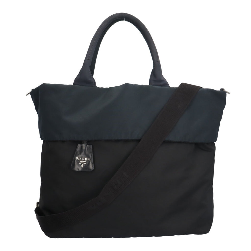 Prada Black Navy Nylon Shoulder Bag (Pre-Owned)