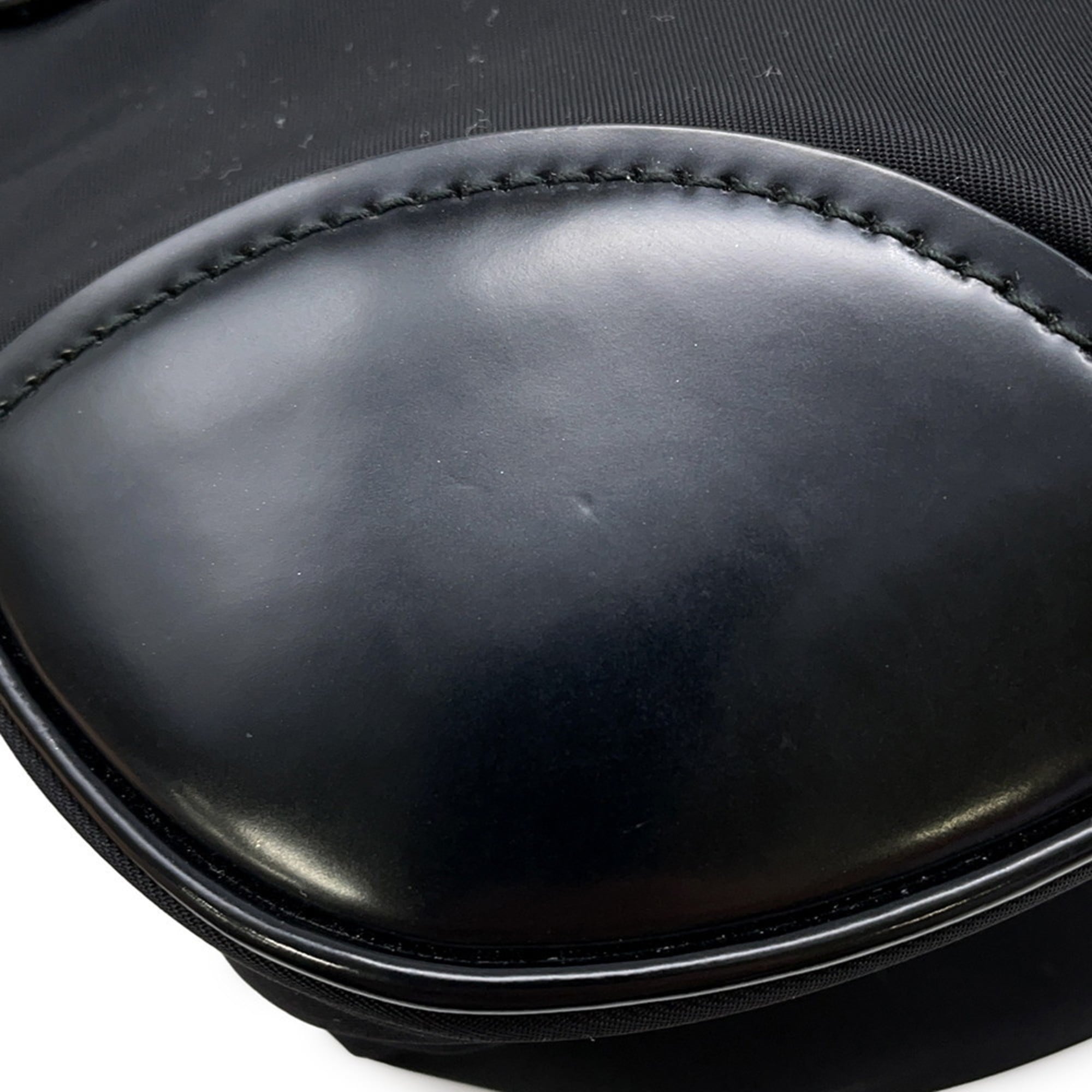 Prada Black Leather Nylon Handbag (Pre-Owned)