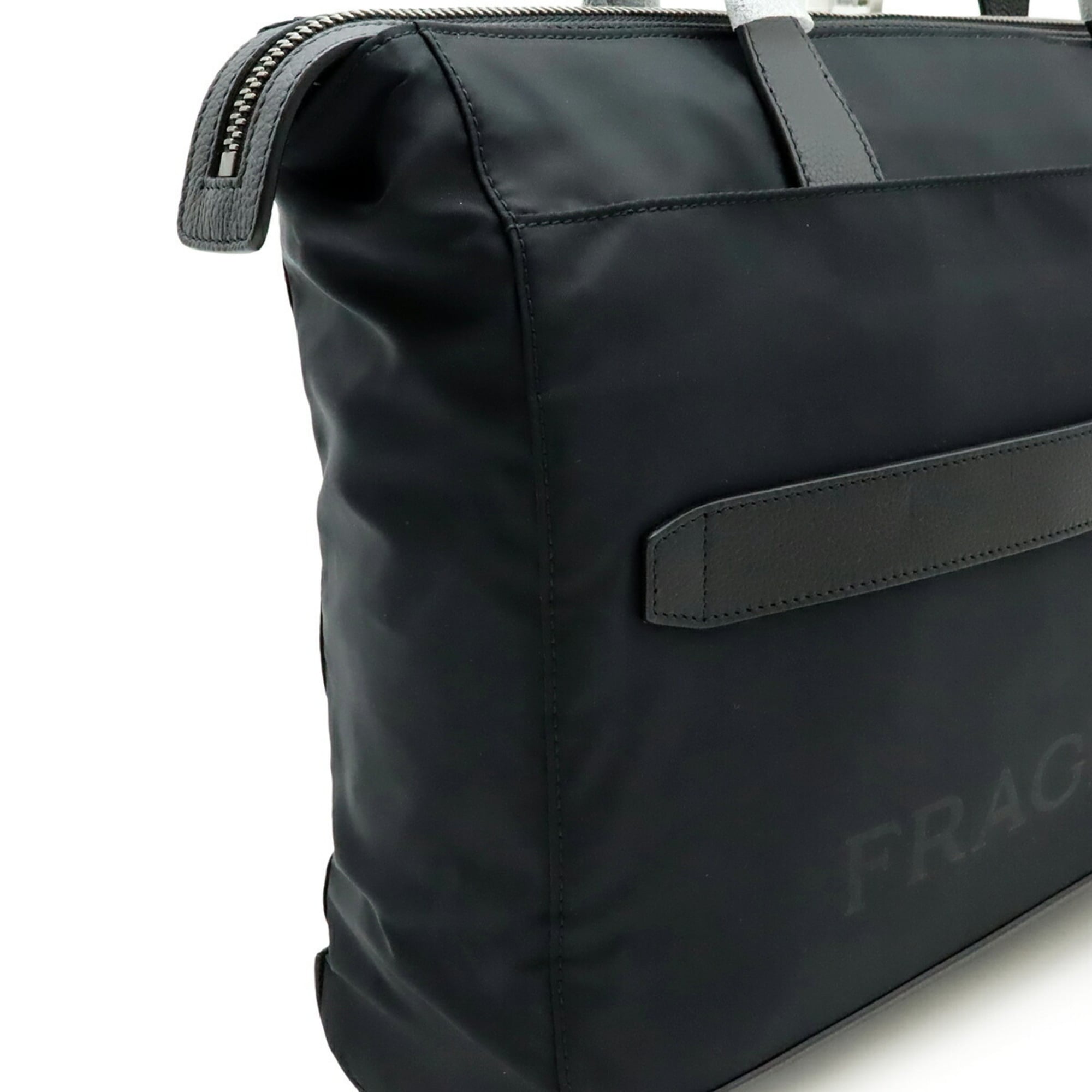 Bvlgari Black Nylon Leather Shoulder Bag Tote Bag (Pre-Owned)