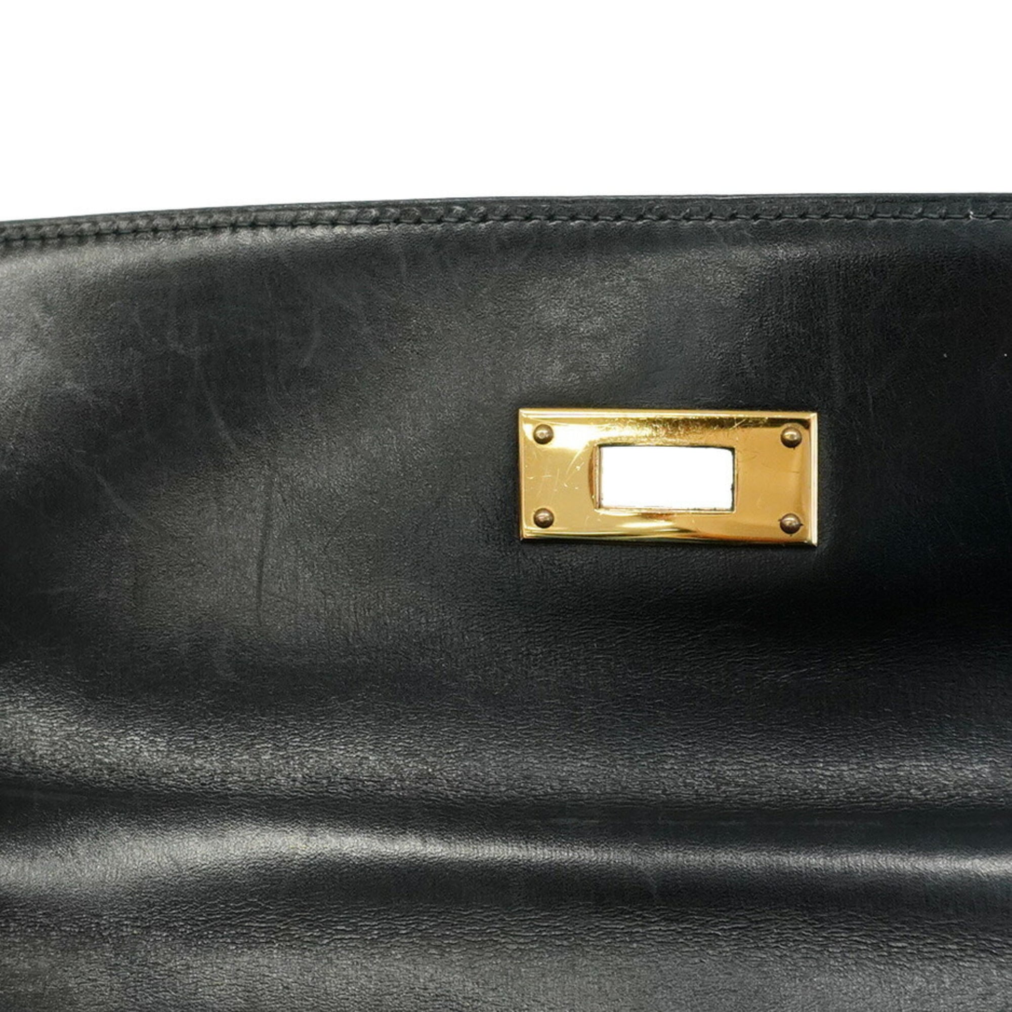 Hermes Black Box Calf Leather Handbag (Pre-Owned)