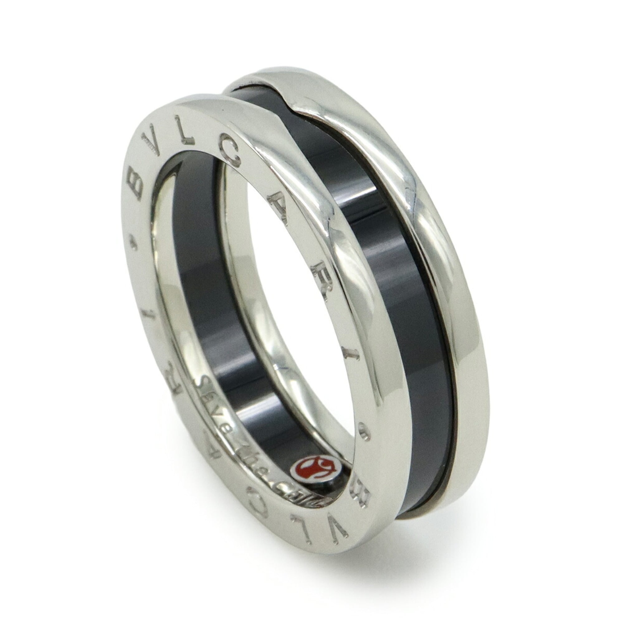 Bvlgari B.Zero1 Silver Black Ceramic Silver 925 Band Ring (Pre-Owned)