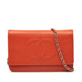 Chanel Red Color Grained Calfskin Shoulder Bag (Pre-Owned)