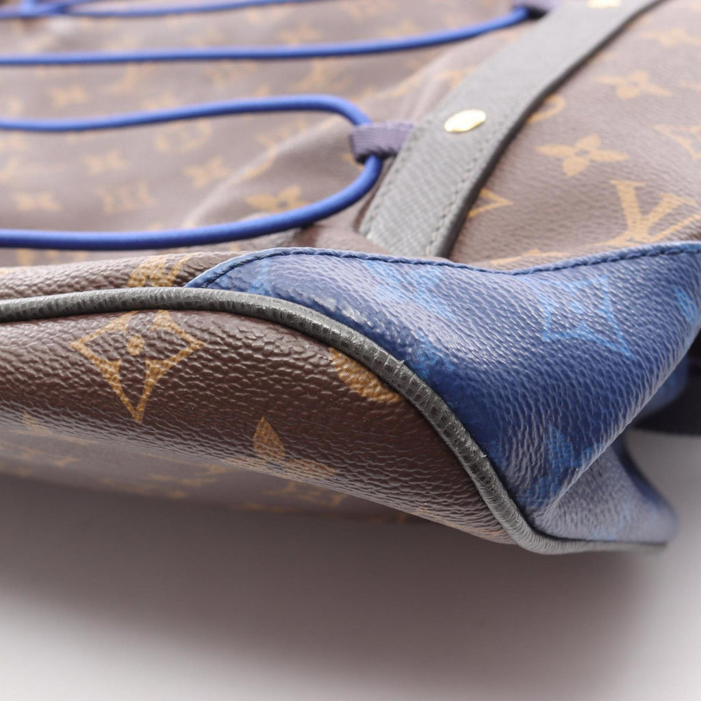 Louis Vuitton Black Blue Brown Monogram Pvc Coated Canvas Leather Backpack (Pre-Owned)