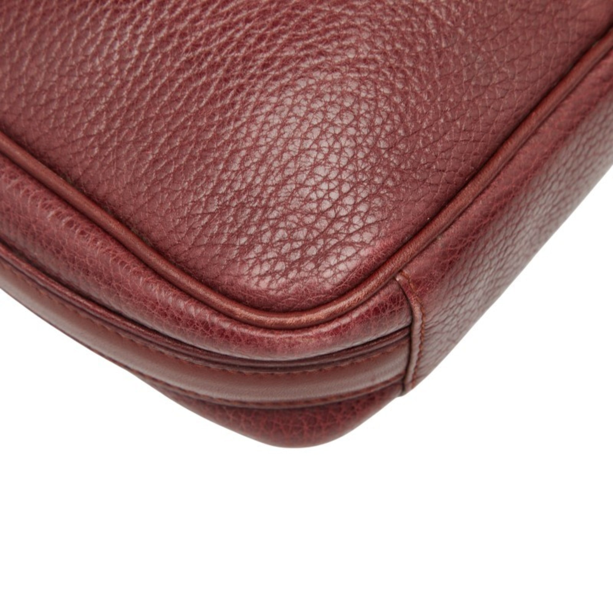Cartier Bordeaux Wine Red Leather Shoulder Bag (Pre-Owned)