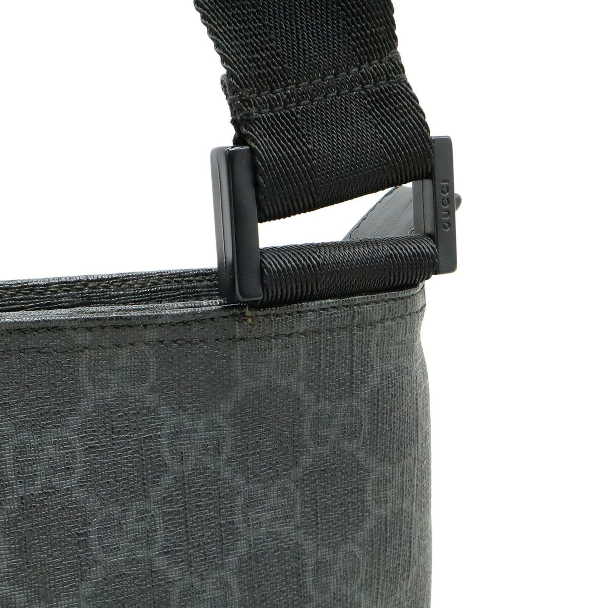 Gucci Gg Plus Black Gray Gg Supreme Leather Shoulder Bag (Pre-Owned)