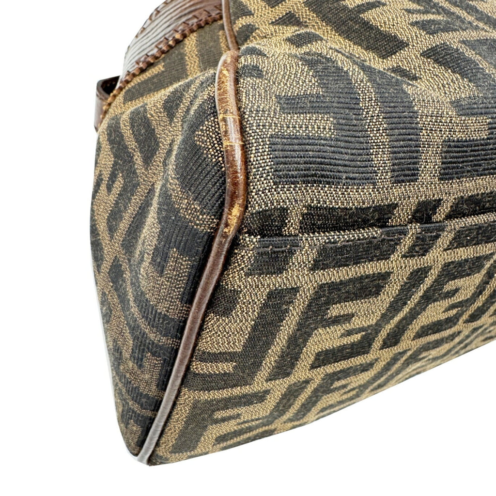 Fendi Brown Canvas Leather Shoulder Bag Tote Bag (Pre-Owned)