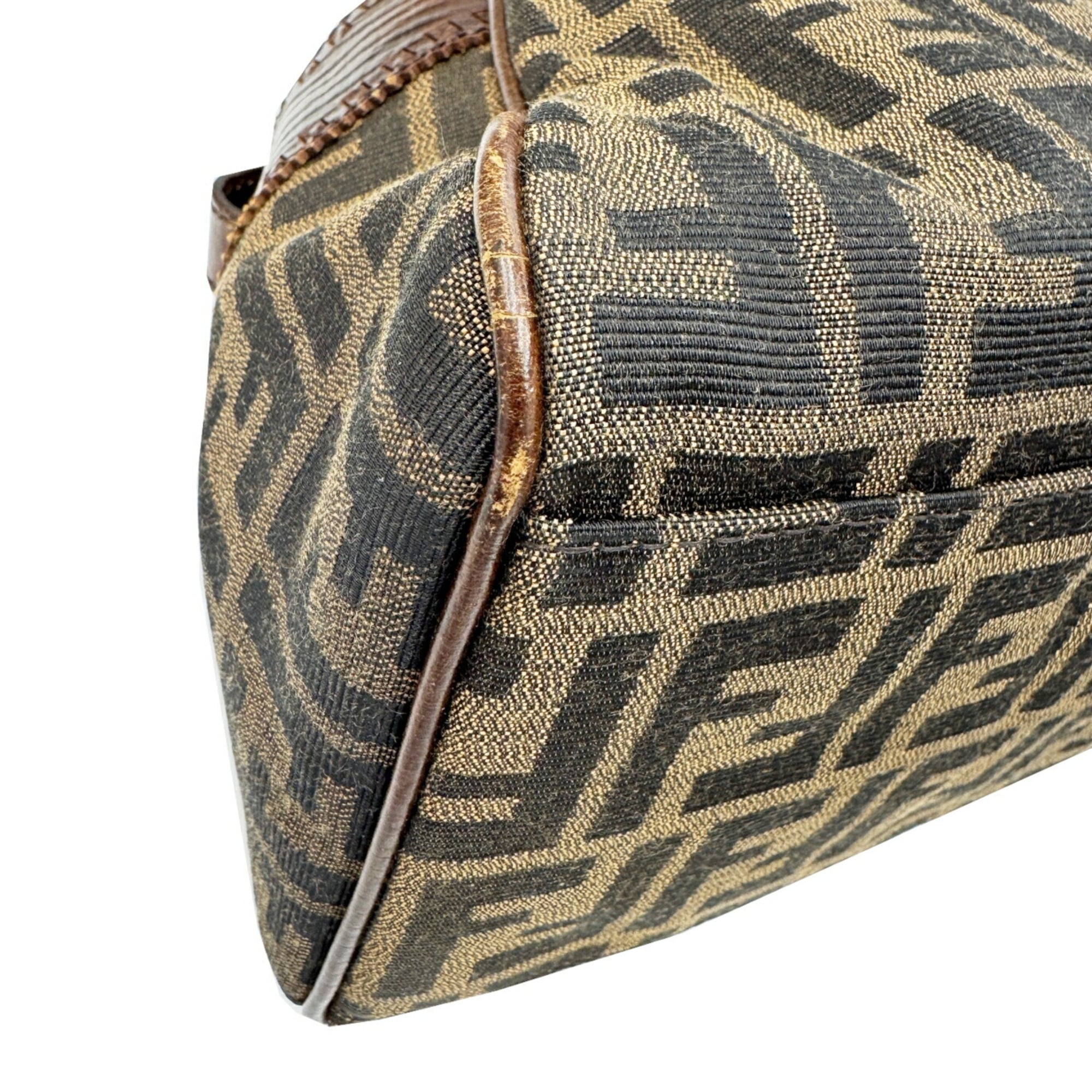 Fendi Brown Canvas Leather Shoulder Bag Tote Bag (Pre-Owned)