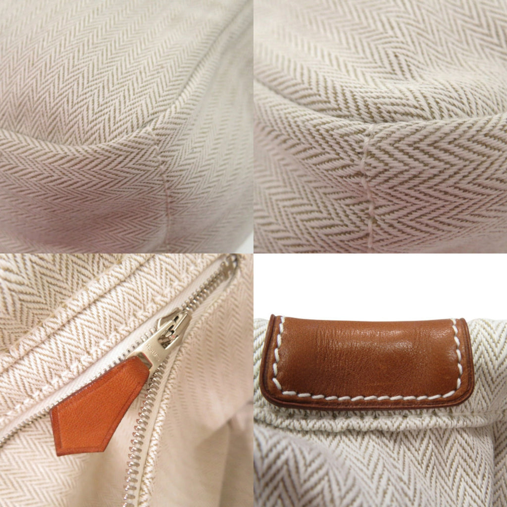 Hermes Natural Toile Chevron Leather Pouch (Pre-Owned)