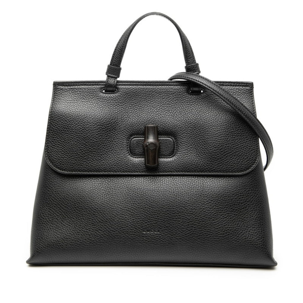 Gucci Black Leather Handbag Shoulder Bag (Pre-Owned)