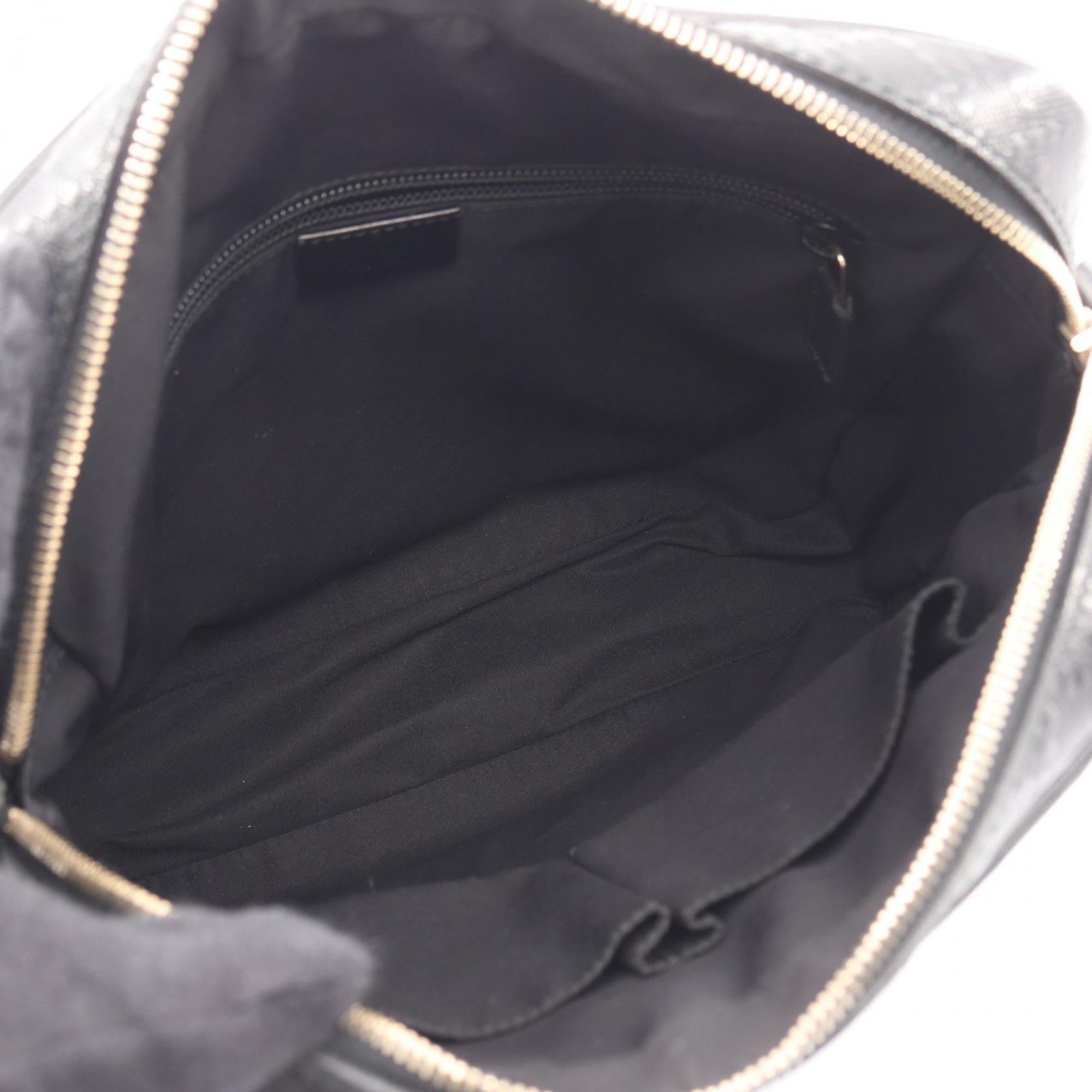Gucci Black Coated Canvas Leather Shoulder Bag (Pre-Owned)