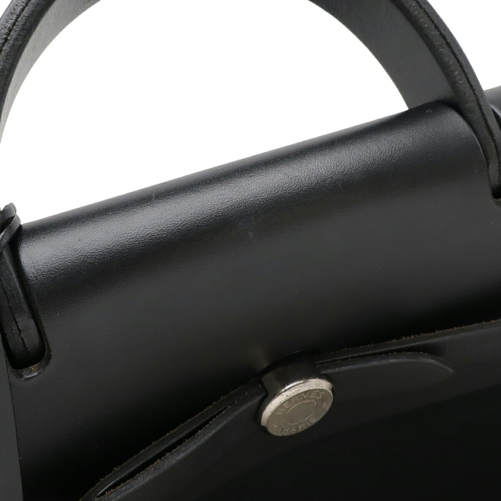 Hermes Her Bag Black Toile Officier Leather Backpack Handbag (Pre-Owned)