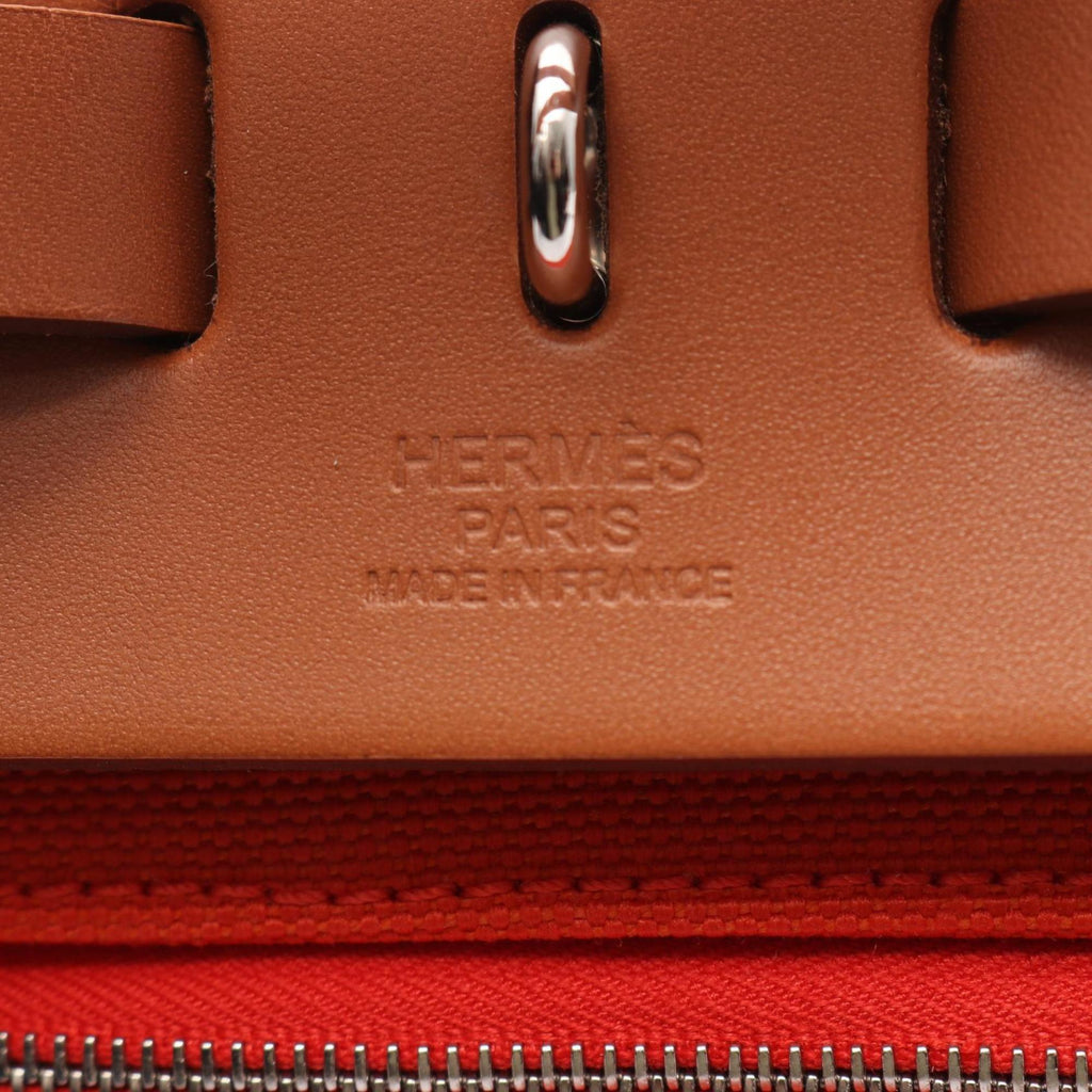 Hermes Brown Orange Canvas Handbag (Pre-Owned)