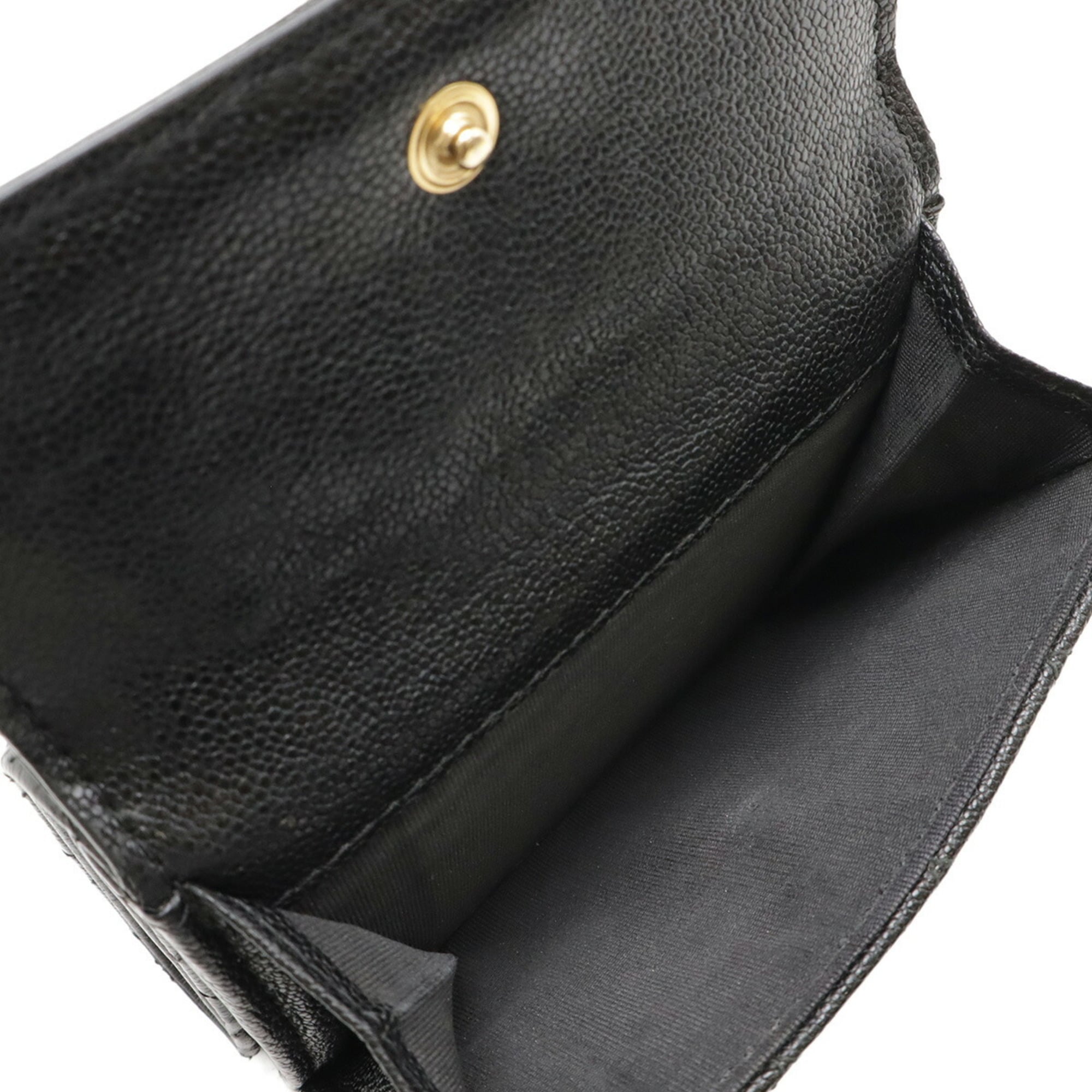 Chanel Black Grained Calfskin Wallet (Tri-Fold) (Pre-Owned)