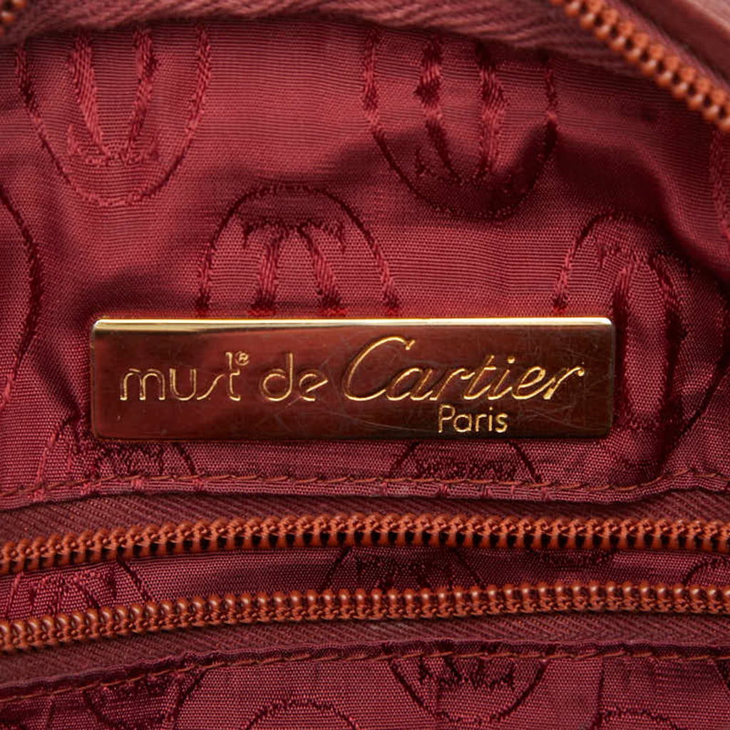 Cartier Bordeaux Wine Red Leather Shoulder Bag (Pre-Owned)