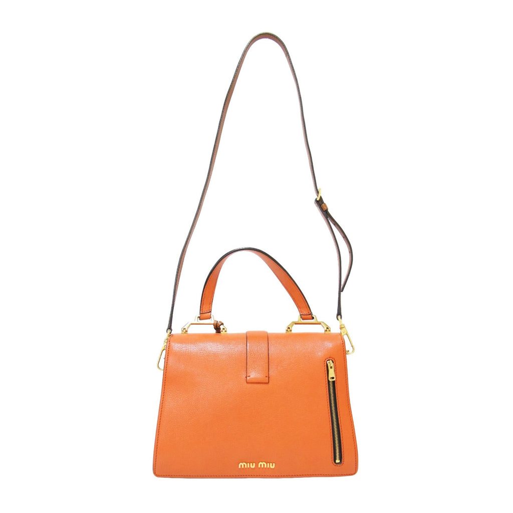 Miu Miu Brown Orange Leather Handbag Shoulder Bag (Pre-Owned)