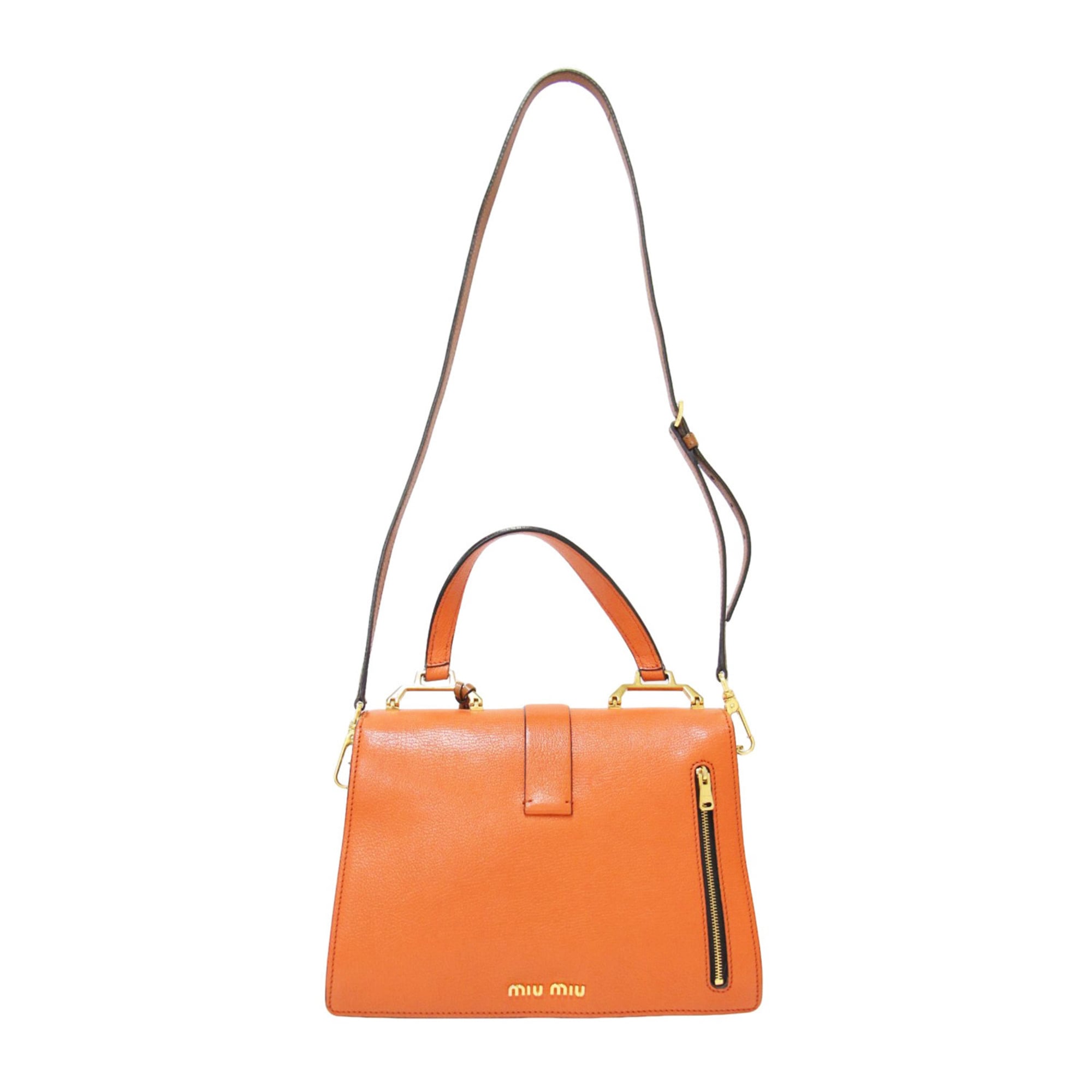 Miu Miu Brown Orange Leather Handbag Shoulder Bag (Pre-Owned)