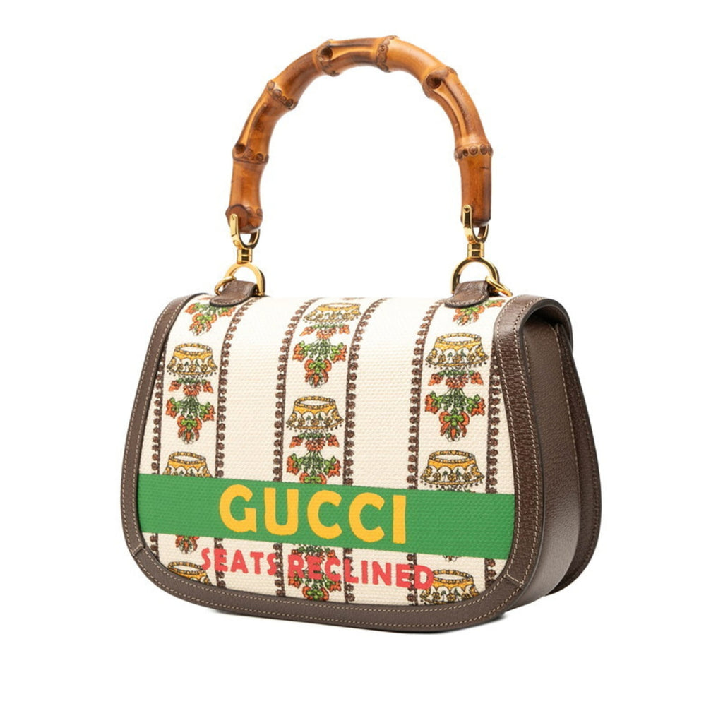 Gucci Beige Brown Canvas Leather Handbag Shoulder Bag (Pre-Owned)