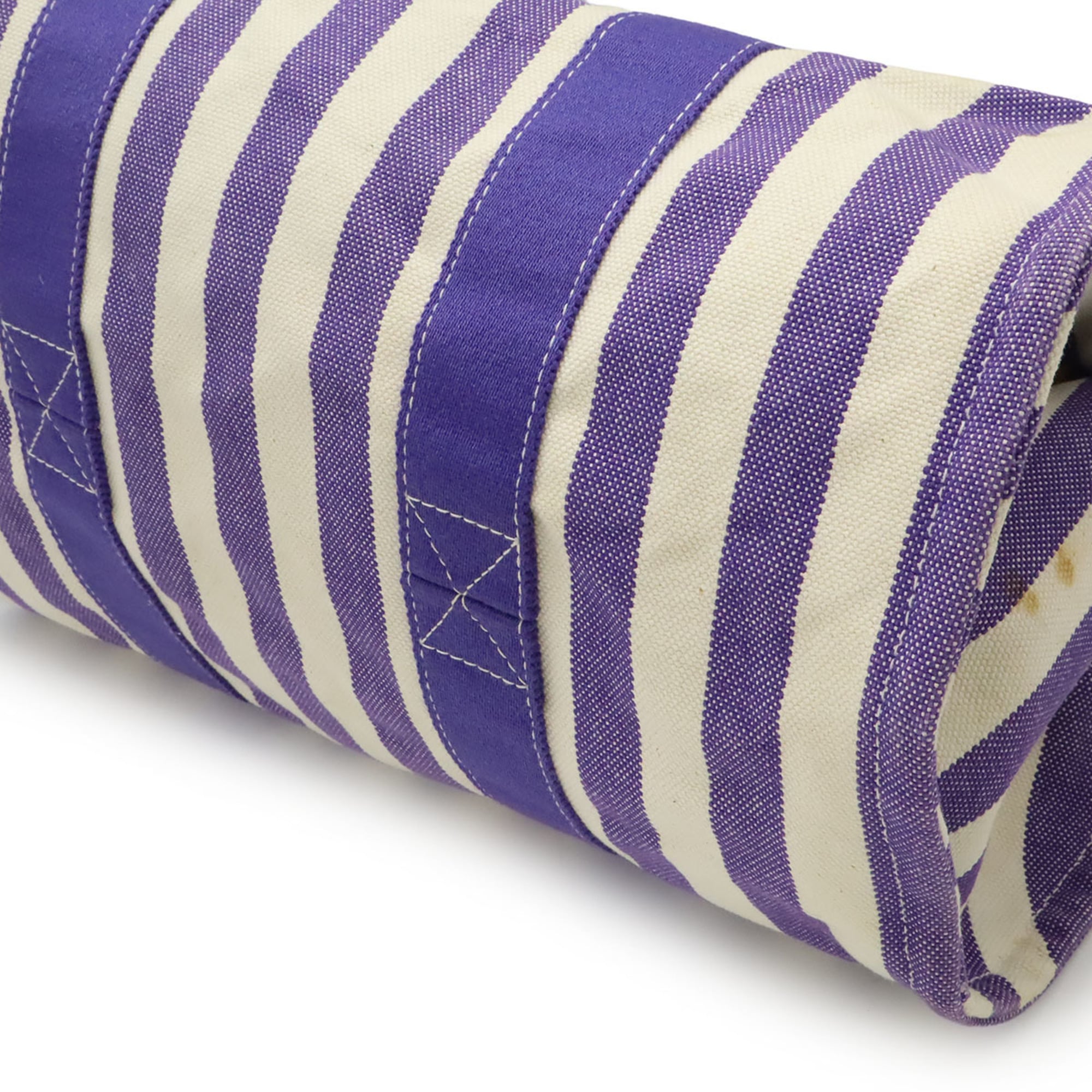 Hermes Ivory Purple Canvas Handbag Pouch Tote Bag (Pre-Owned)