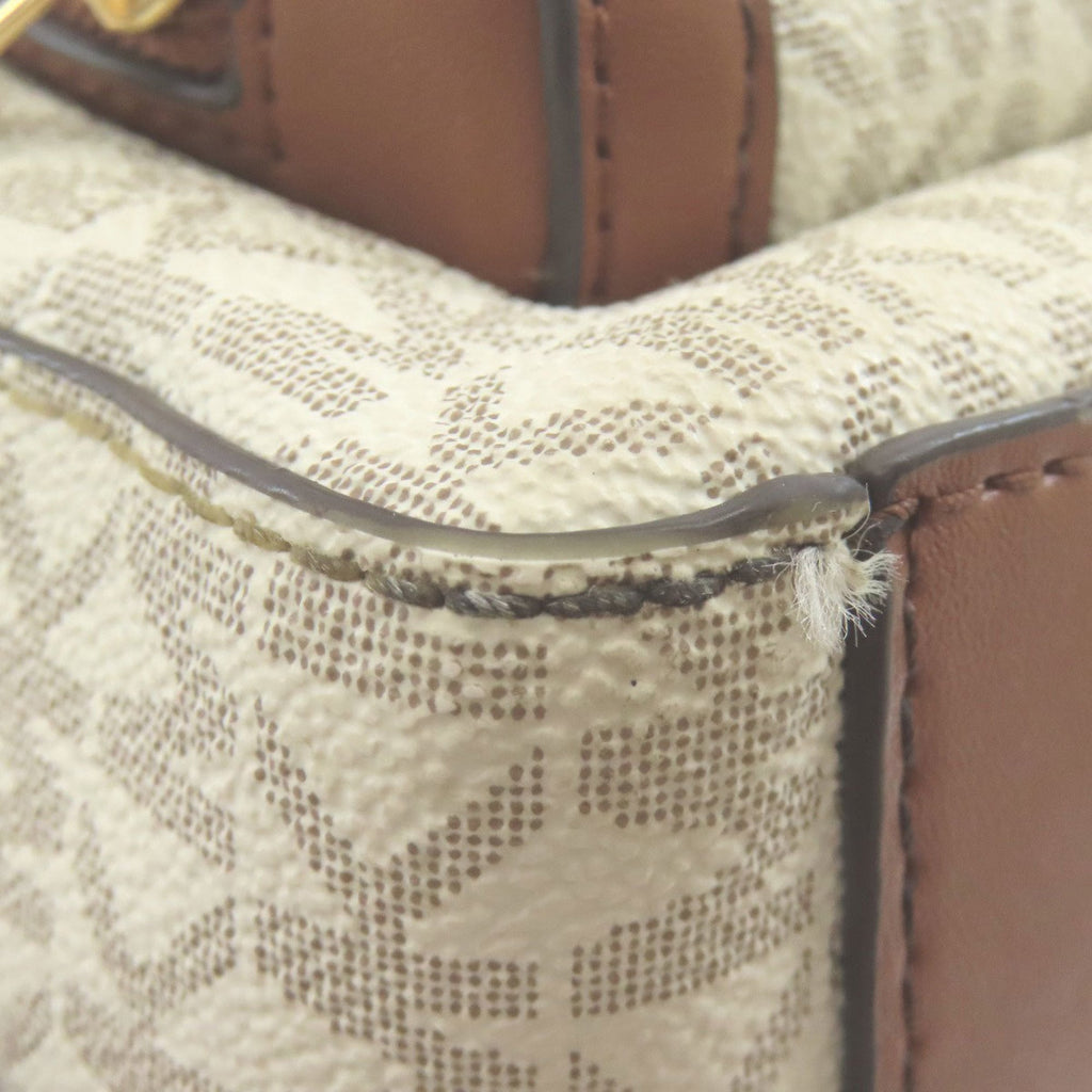Michael Kors Brown White Leather Pvc Backpack (Pre-Owned)