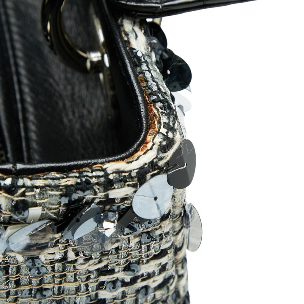 Christian Dior Black Multi-Color Tweed Leather Handbag (Pre-Owned)