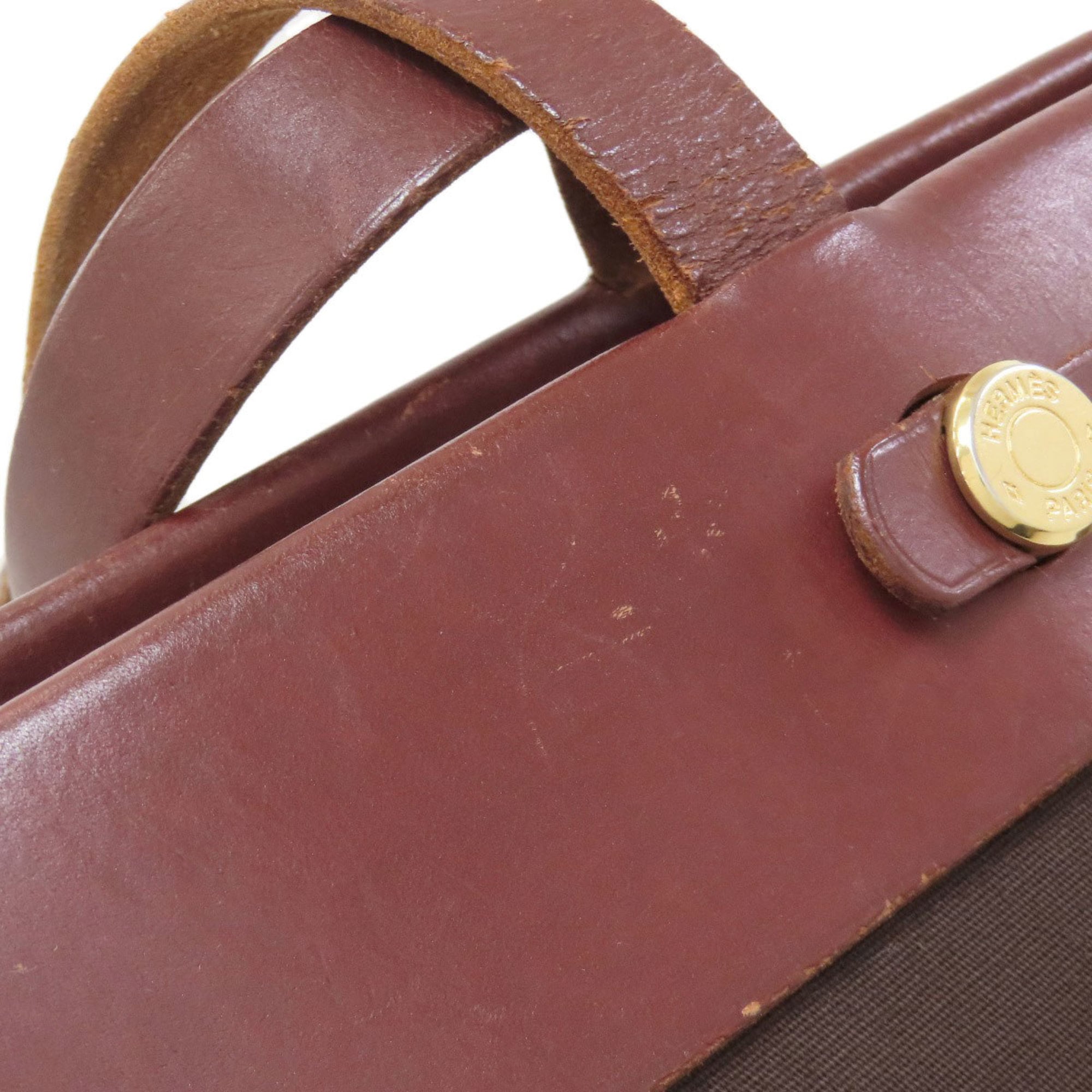 Hermes Brown Toile Officier Tote Bag (Pre-Owned)