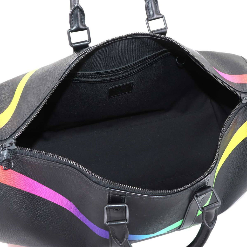 Louis Vuitton Black Multi-Color Taiga Leather Boston Bag Shoulder Bag (Pre-Owned)