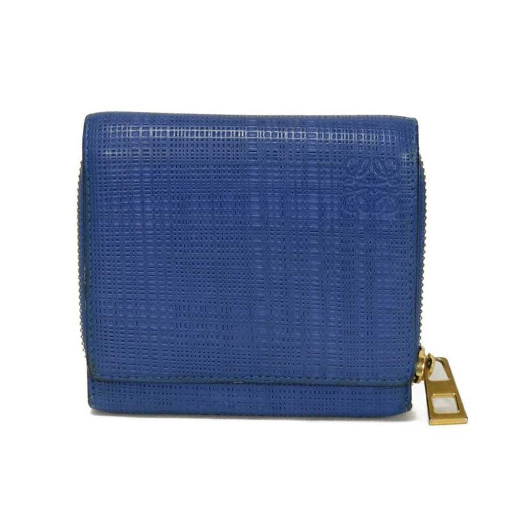 Loewe Linen Blue Leather Wallet (Tri-Fold) (Pre-Owned)