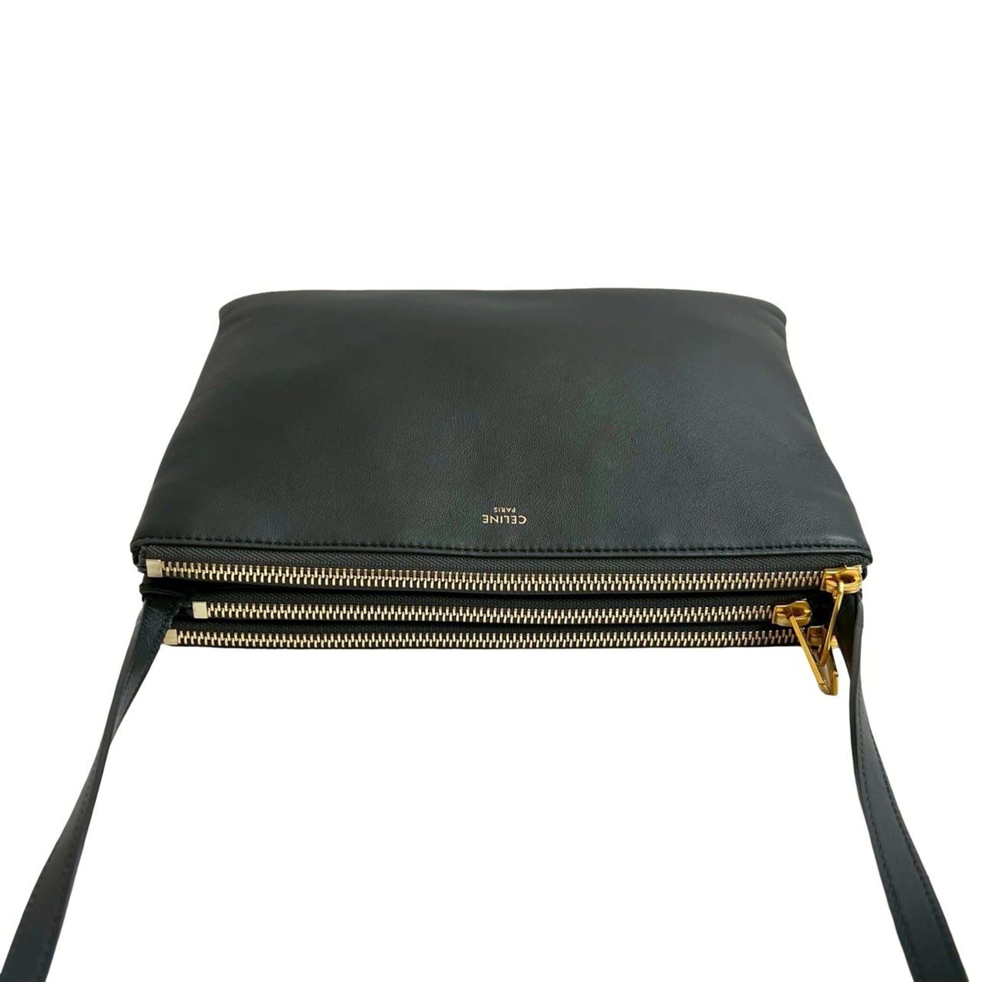 Celine Gray Leather Pochette Shoulder Bag (Pre-Owned)