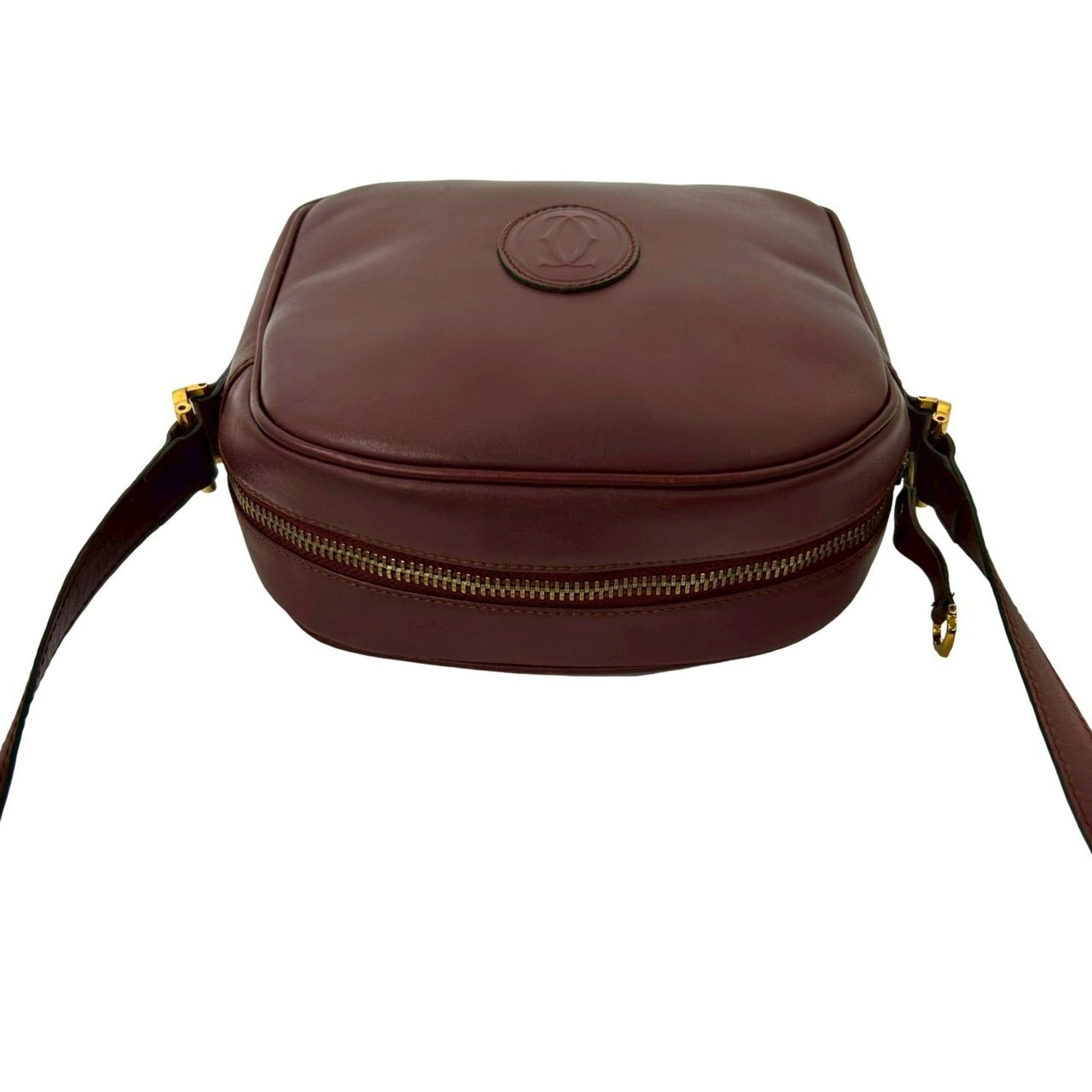Cartier Wine Red Leather Pochette Shoulder Bag (Pre-Owned)