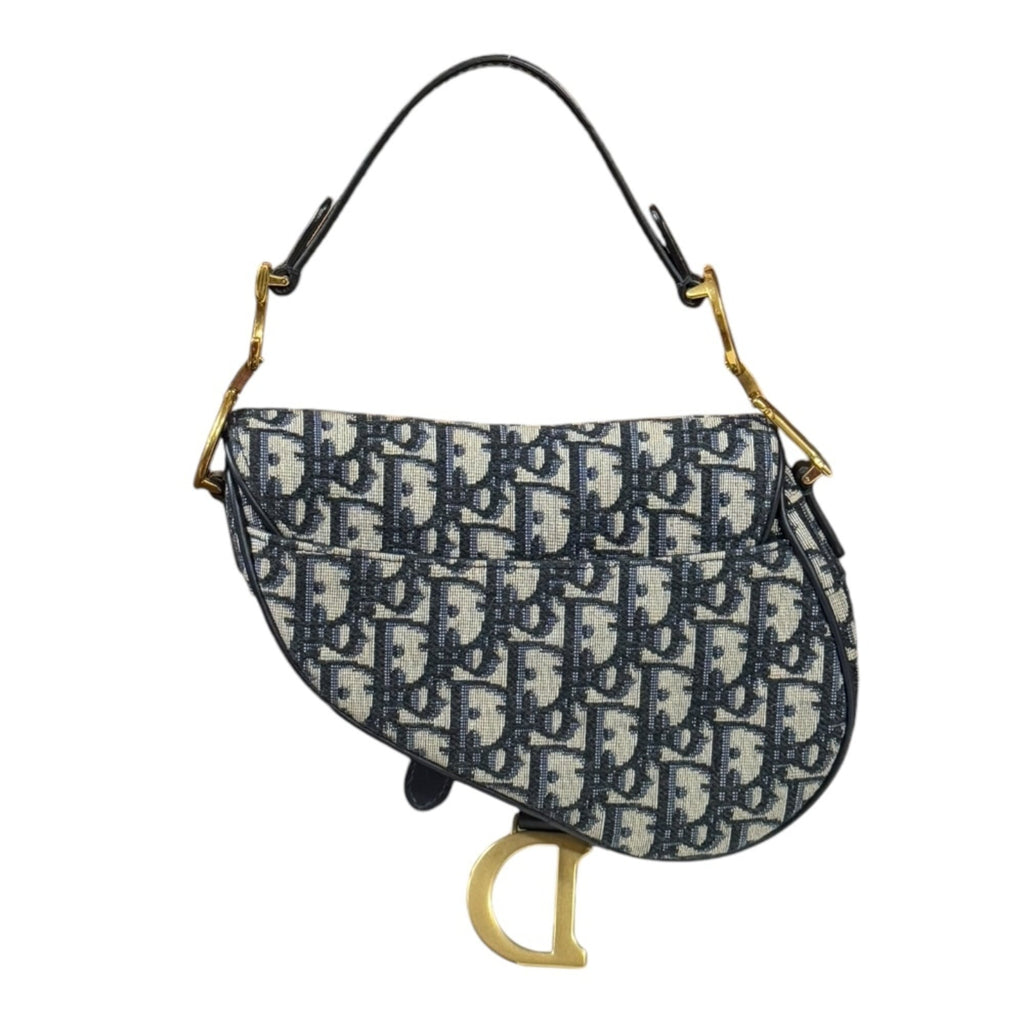 Christian Dior Navy Canvas Saddle Bag Shoulder Bag (Pre-Owned)