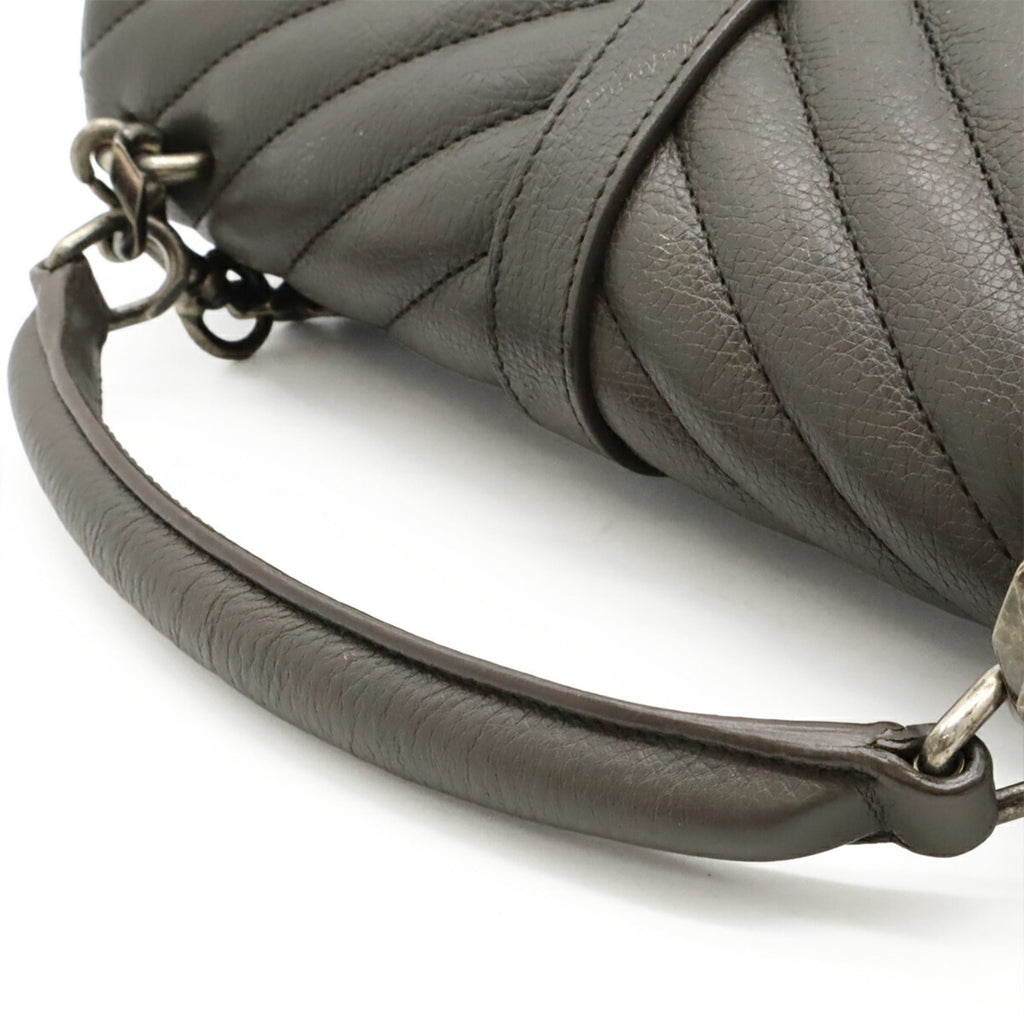 Yves Saint Laurent Gray Leather Handbag Shoulder Bag (Pre-Owned)