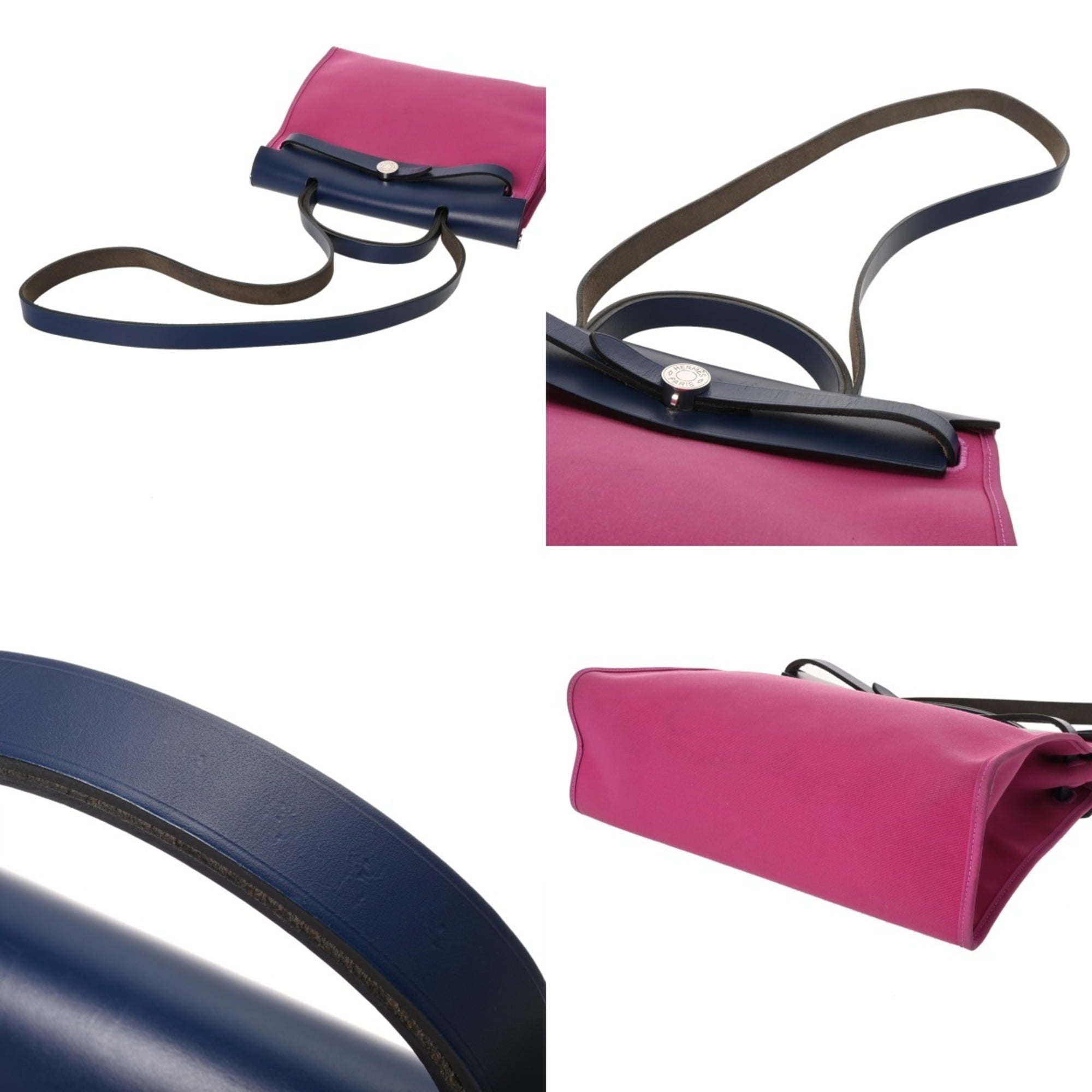 Hermes Blue Pink Vache Leather Briefcase Handbag (Pre-Owned)
