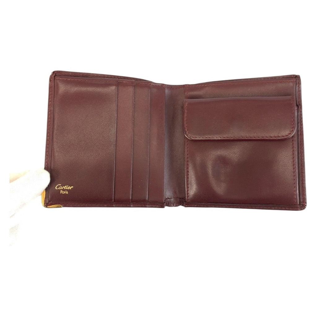 Cartier Bordeaux Leather Wallet (Bi-Fold) (Pre-Owned)