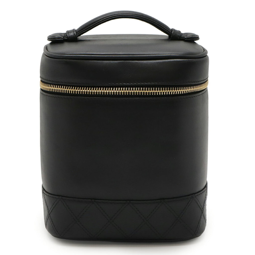 Chanel Black Leather Handbag Pouch Vanity Bag (Pre-Owned)