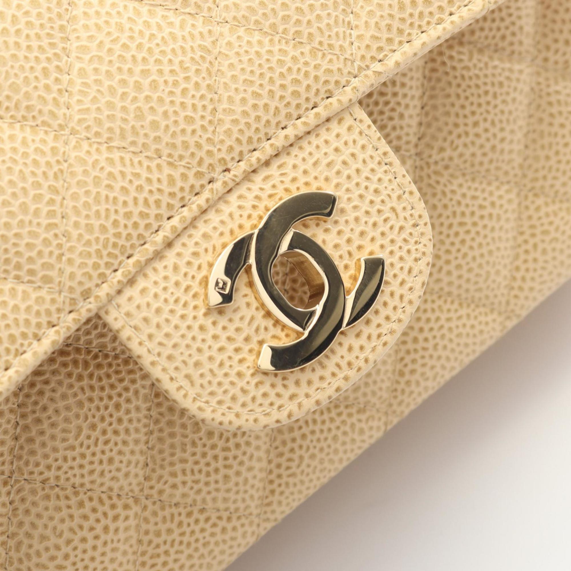 Chanel Beige Grained Calfskin Shoulder Bag (Pre-Owned)