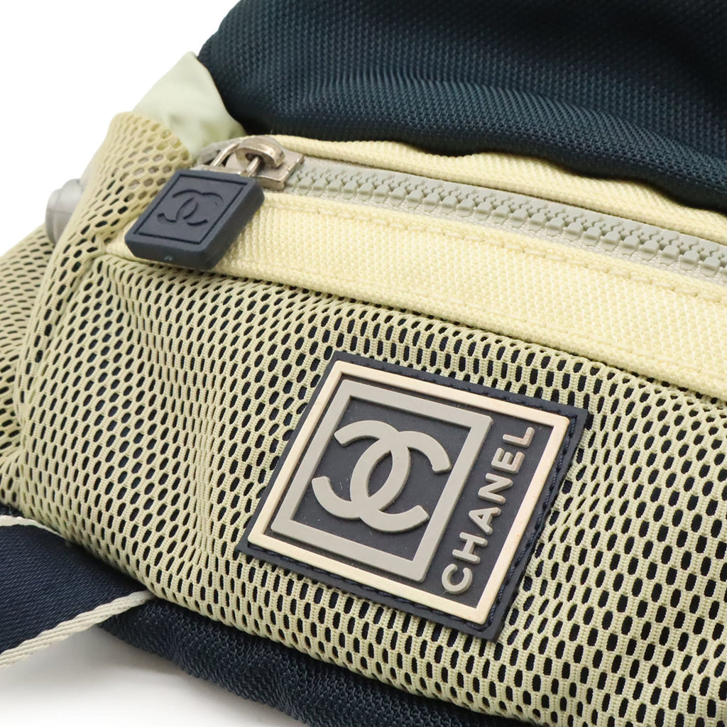 Chanel Sport Gray Ivory Navy Nylon Canvas Fanny Pack Handbag (Pre-Owned)