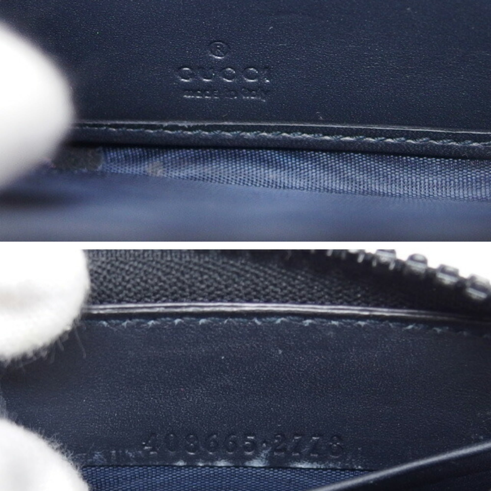 Gucci Beige Blue Navy Coated Canvas Long Wallet (Bi-Fold) (Pre-Owned)