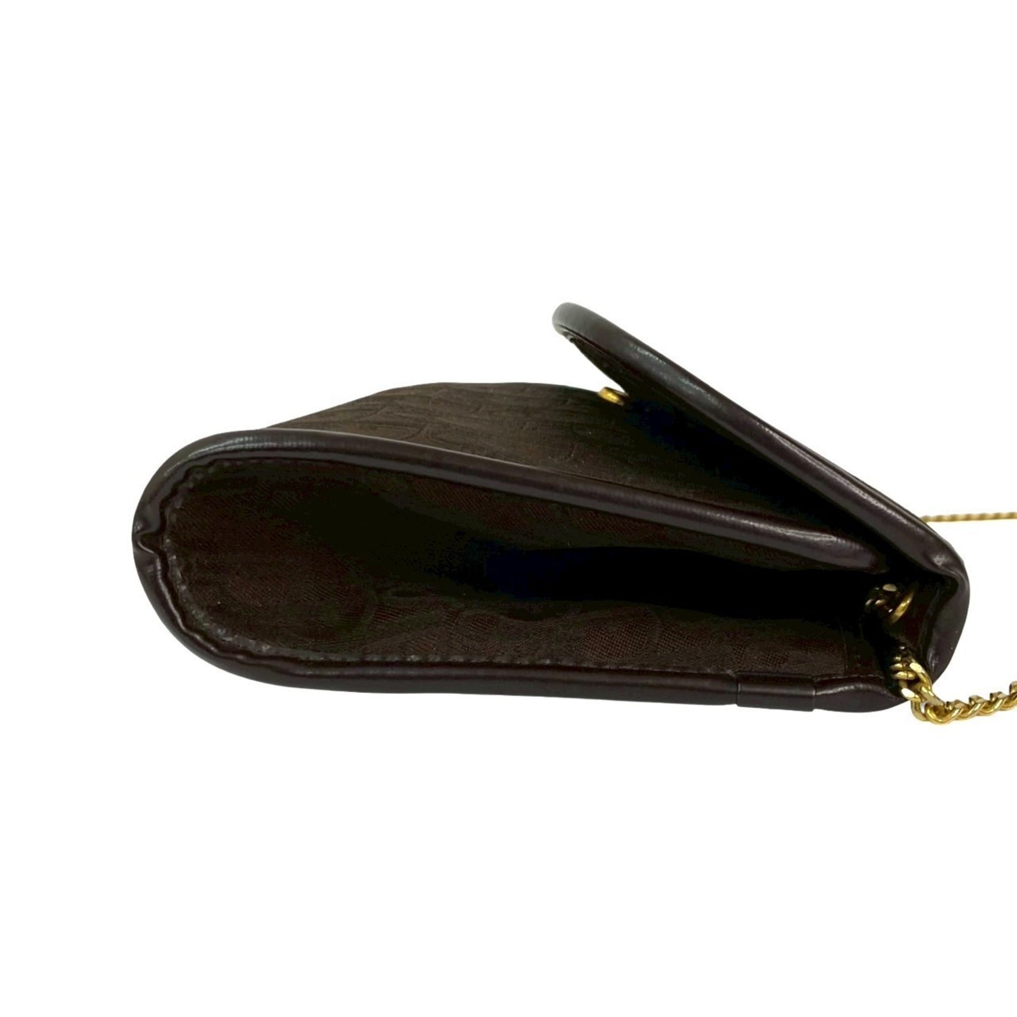 Christian Dior Brown Canvas Leather Pochette Shoulder Bag (Pre-Owned)