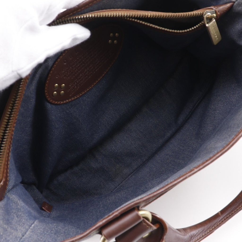 Celine Macadam Blue Brown Denim Handbag (Pre-Owned)