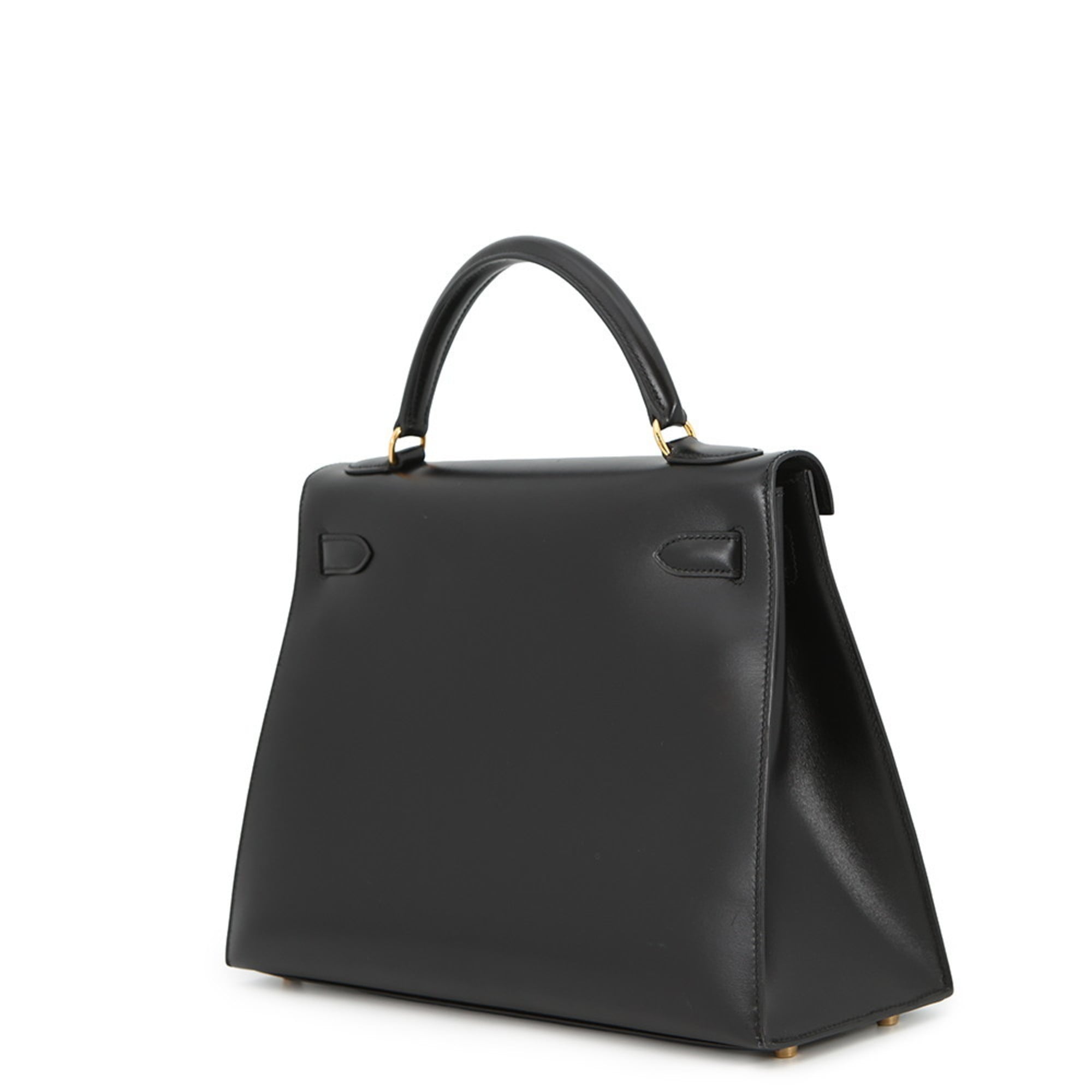 Hermes Kelly Black Box Calf Leather Handbag (Pre-Owned)