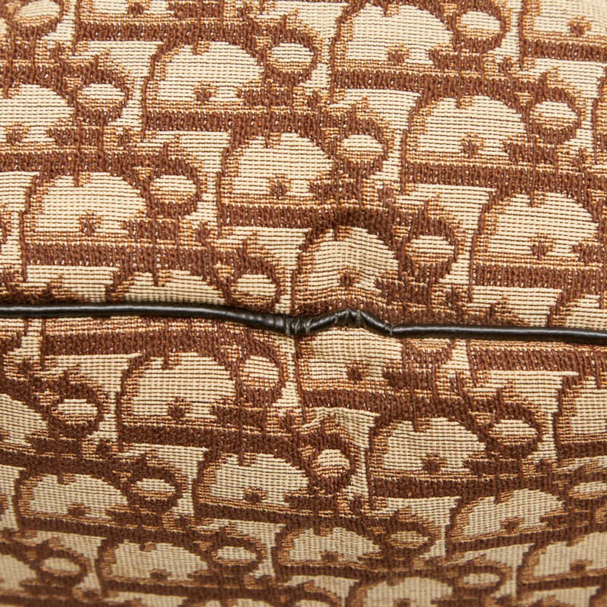 Christian Dior Brown Canvas Leather Boston Bag Handbag (Pre-Owned)