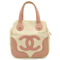 Chanel Ivory Pink Canvas Handbag Tote Bag (Pre-Owned)